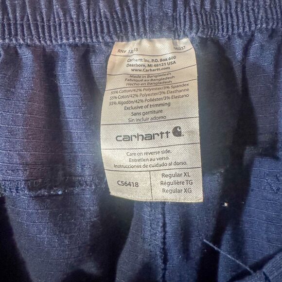Carhartt XL Navy Blue Ripstop Cargo Work Pants Elastic Waist - Picture 5 of 9